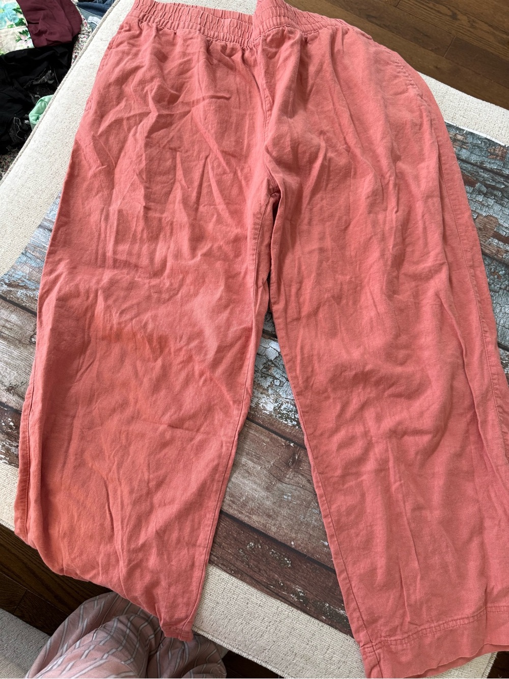 Old Navy Salmon Coral Wide-Leg Linen-Viscose Blend Pants Size XL